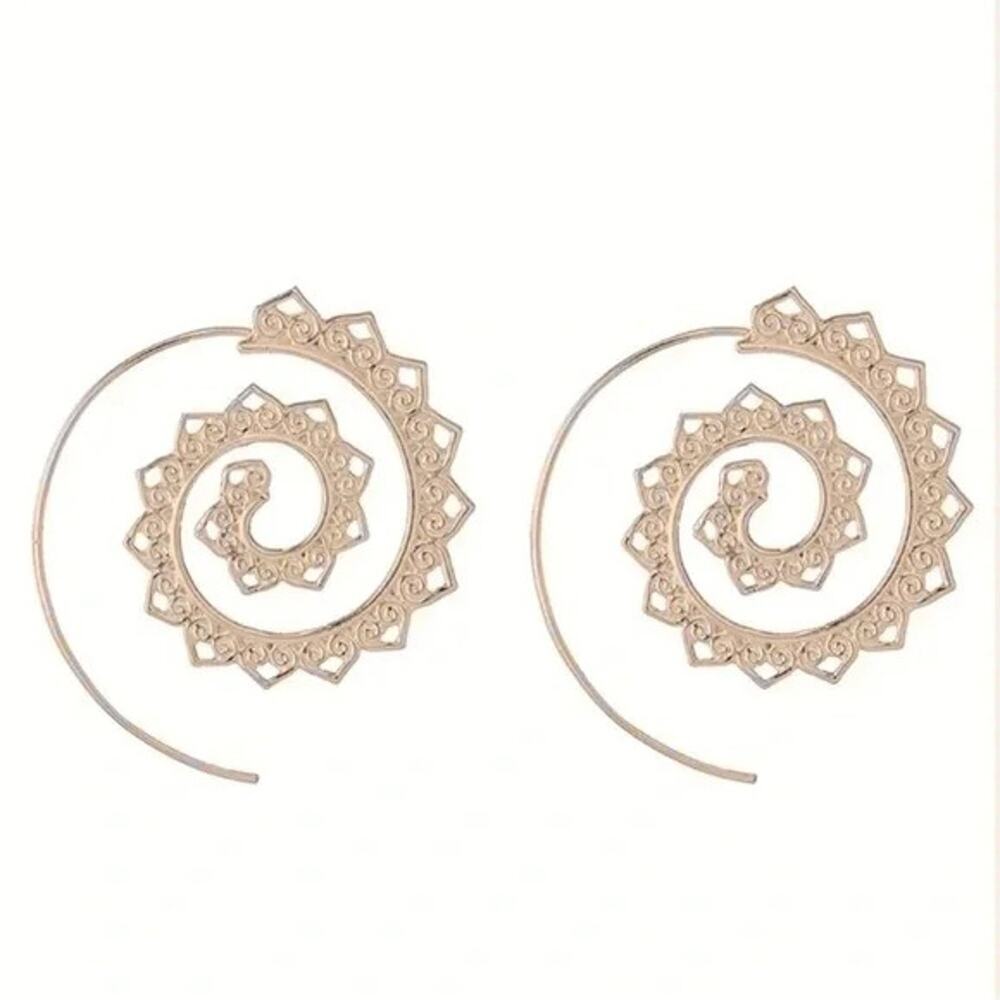 Boho Spiral Gold Earrings